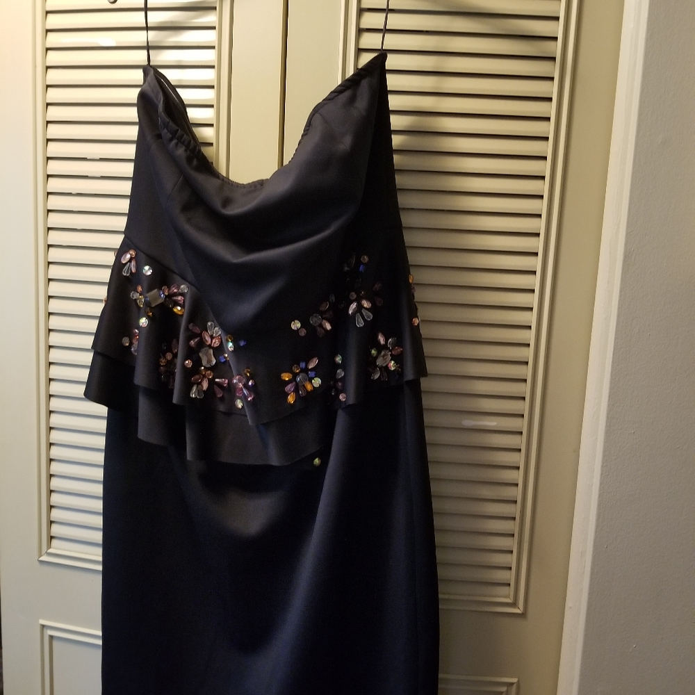 ASOS Size 20 Navy Jeweled Peplum Dress